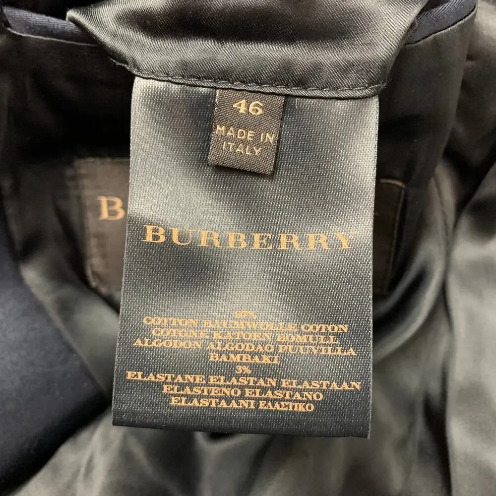BURBERRY Size 36 Navy Cotton Blend Peak Lapel Tuxedo Sport Coat